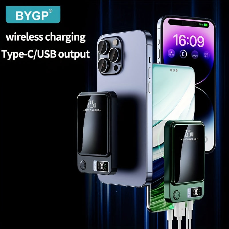 10000mAh Portable Magnetic Wireless Power Bank with PD Fast Charging USB-C Emergency Backup for iPhone