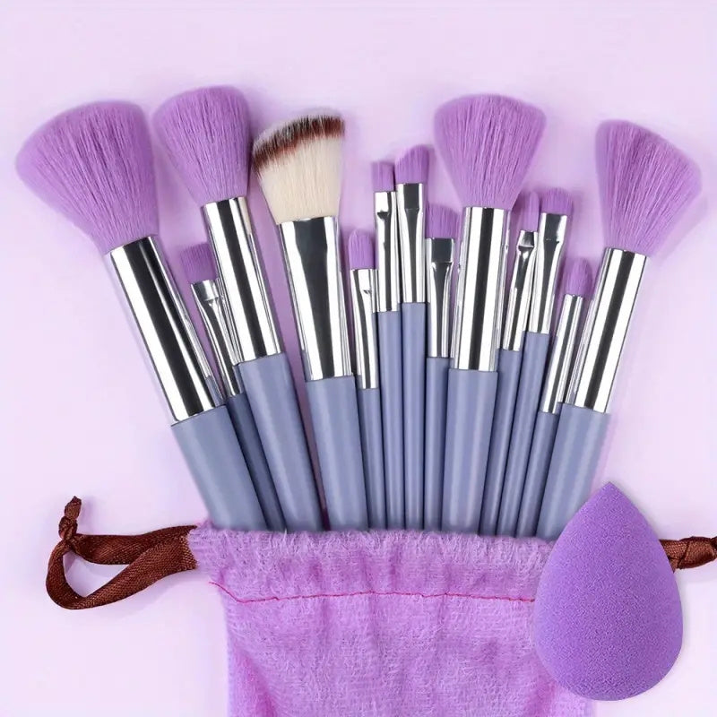 13Pc Soft Fluffy Makeup Brush Set Including Sponges for Face Eyeshadow Blending
