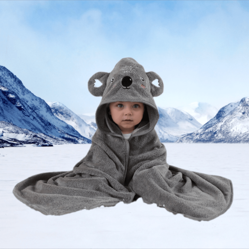 Hooded Bath Towel for Kids Super Absorbent Soft Polyester Animal Pattern 80cm