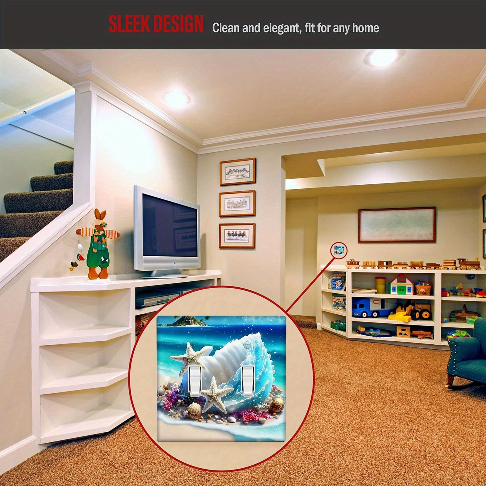 Beach Themed Shell and Starfish Light Switch Cover Unbreakable Polycarbonate