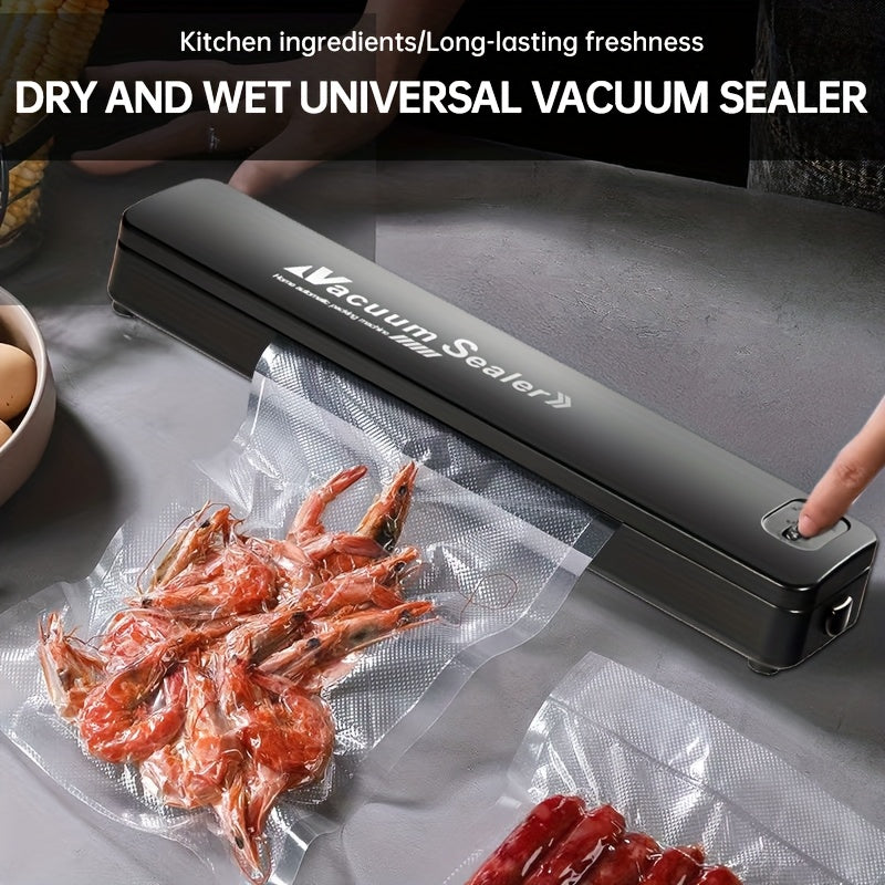 Máquina selladora automática de vacío para conservación de alimentos 50 bolsas compacta negra