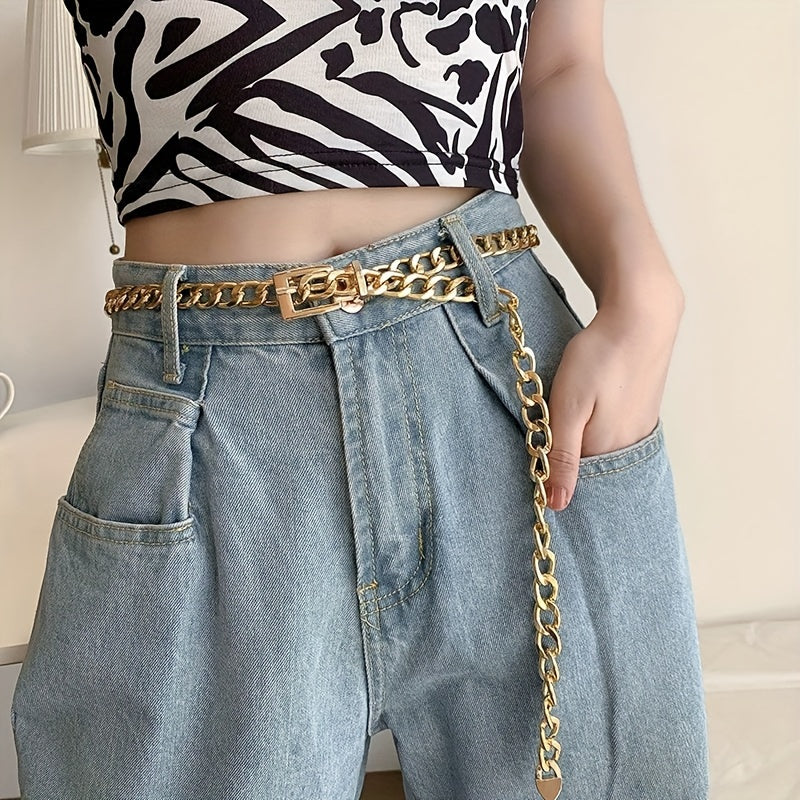 Unisex Gold and Silver Waist Chain with Buckle