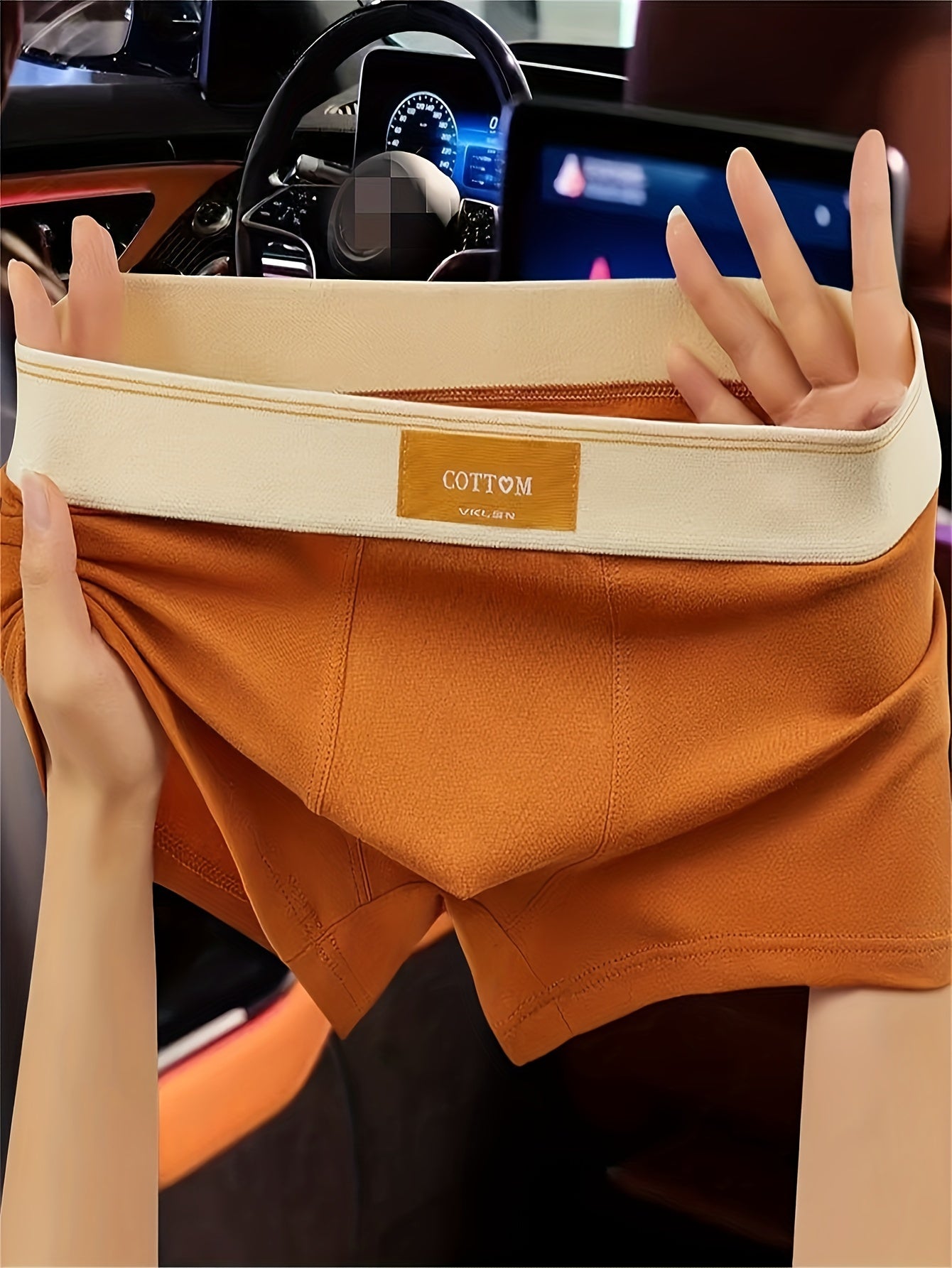 3 ta erkaklar uchun paxta boxer shortlari, elastik belbog' bilan, turli ranglarda