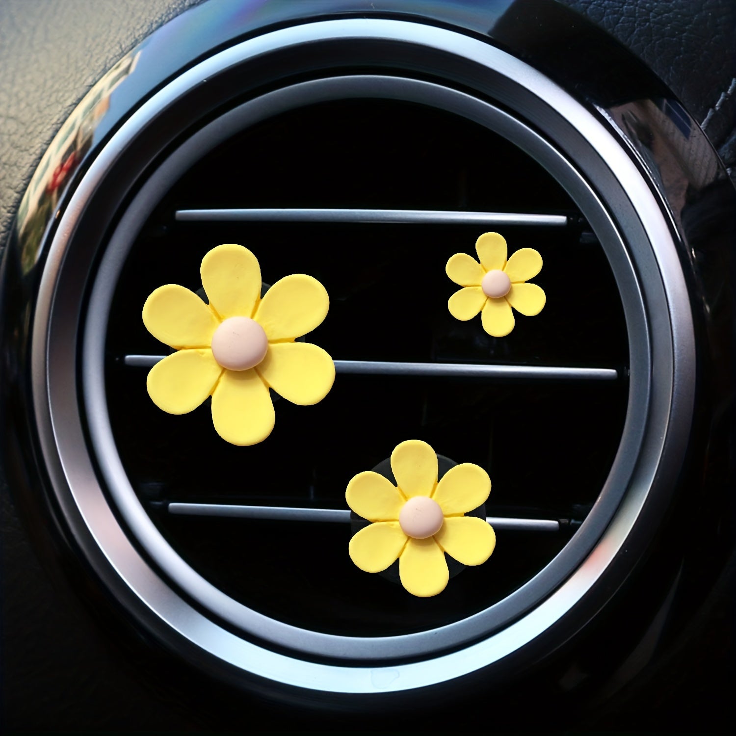 3Pcs Pink Flower Car Air Conditioner Decor Aromatherapy Clip