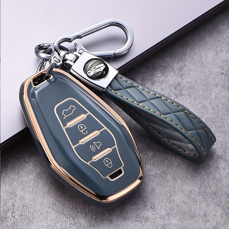 Soft TPU Key Fob Cover with Keychain for SUV Remote Control Protection