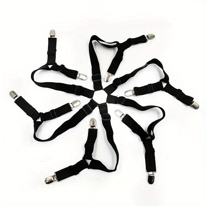 Adjustable Elastic Bed Sheet Fasteners for Fitted and Flat Sheets