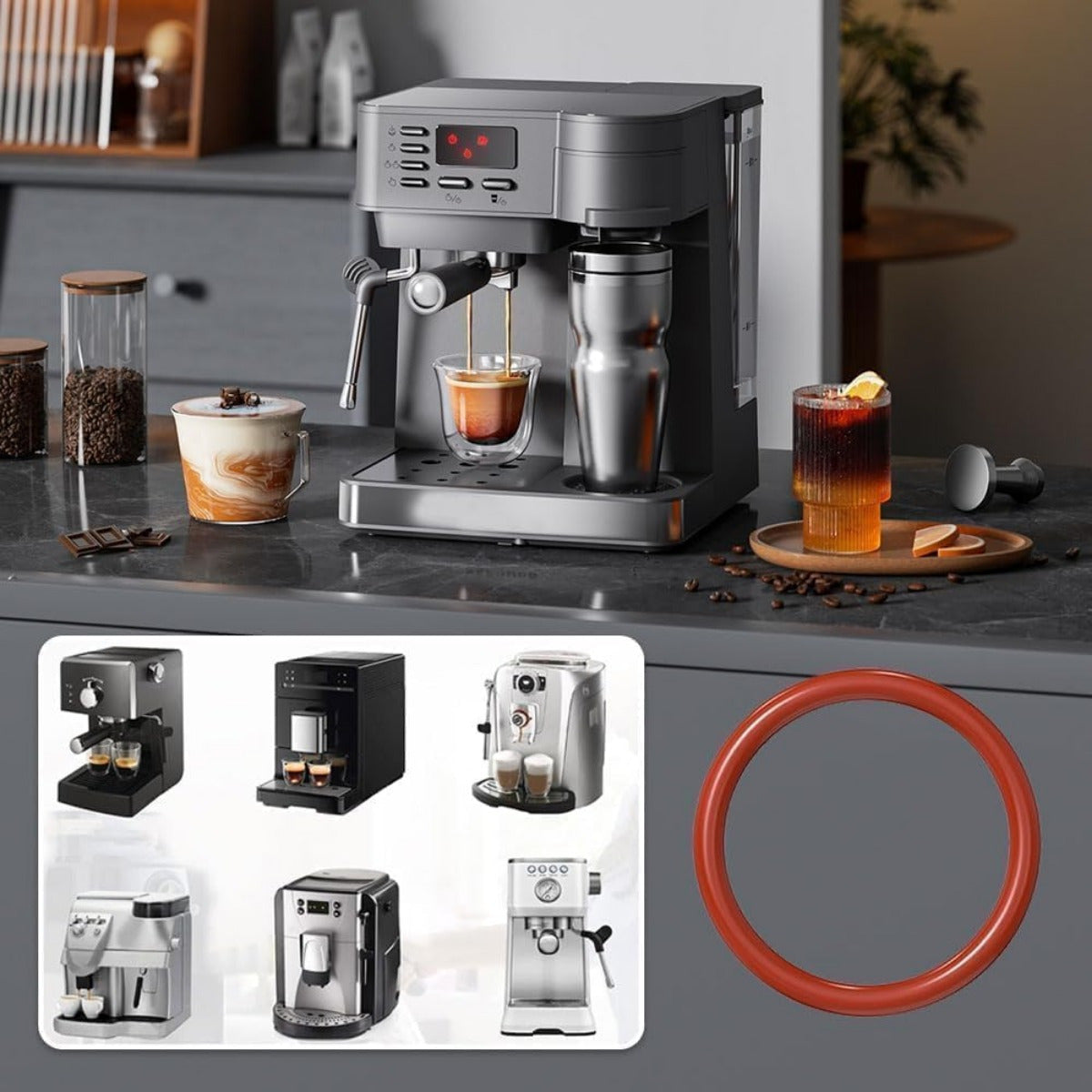 Silicone O-Rings Set of 6 for Coffee Machines Food Grade Seals Replacement Parts