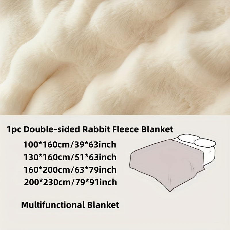Faux Rabbit Fleece Blanket Soft Warm Throw for All Seasons and Gifts