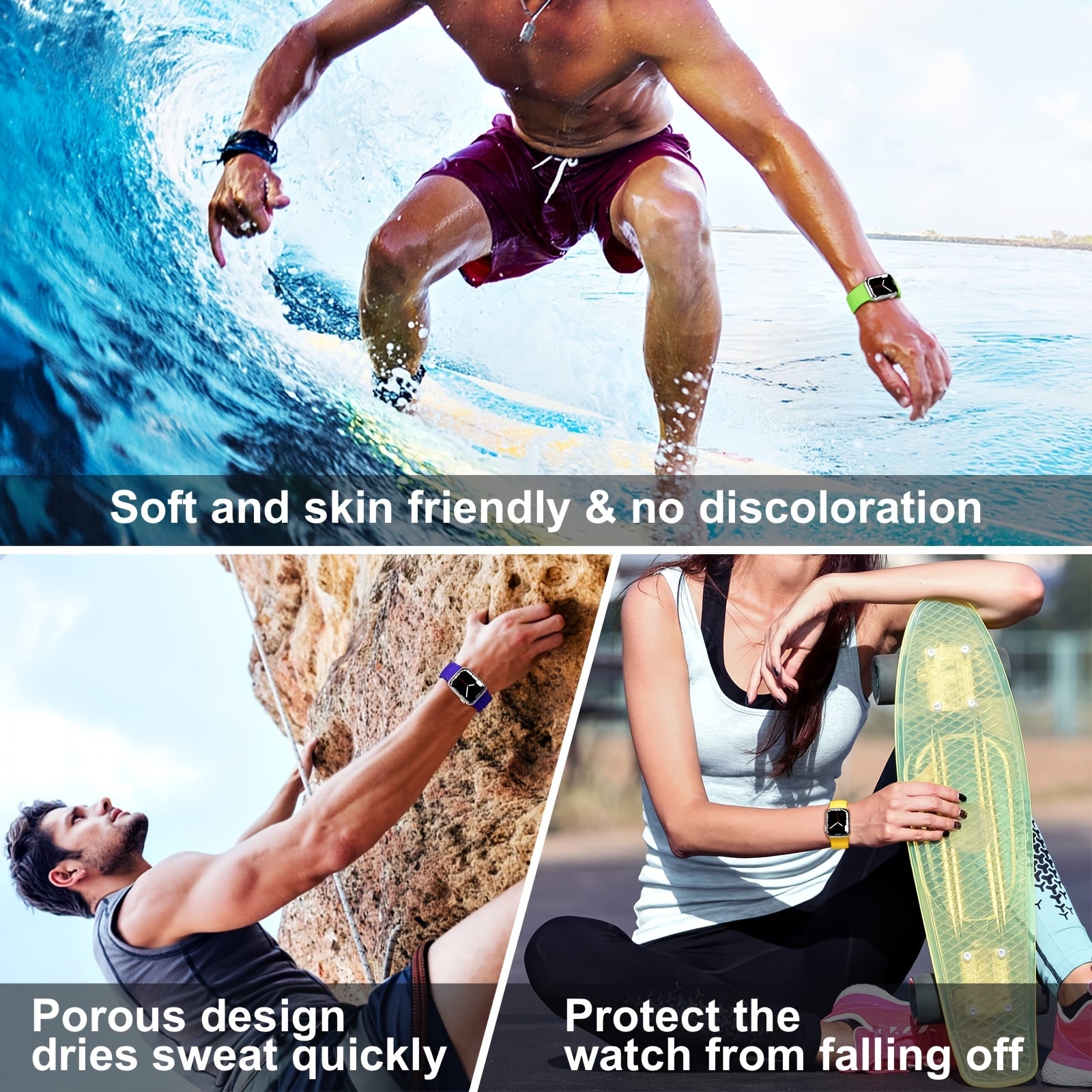 Correa de silicona resistente al agua para reloj deportivo compatible con Apple Watch Series 1-10 SE Ultra Ultra 2, correa ajustable para hombres y mujeres