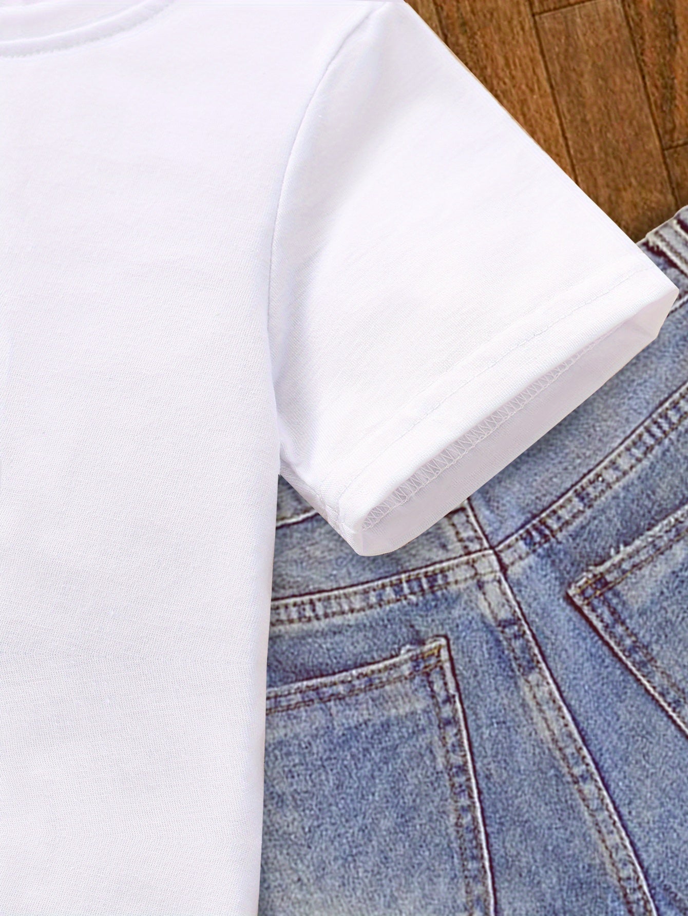 Girls' Summer Short-Sleeved T-Shirt for Girls Aged 7-14 Cotton Polyester Casual Knit Top