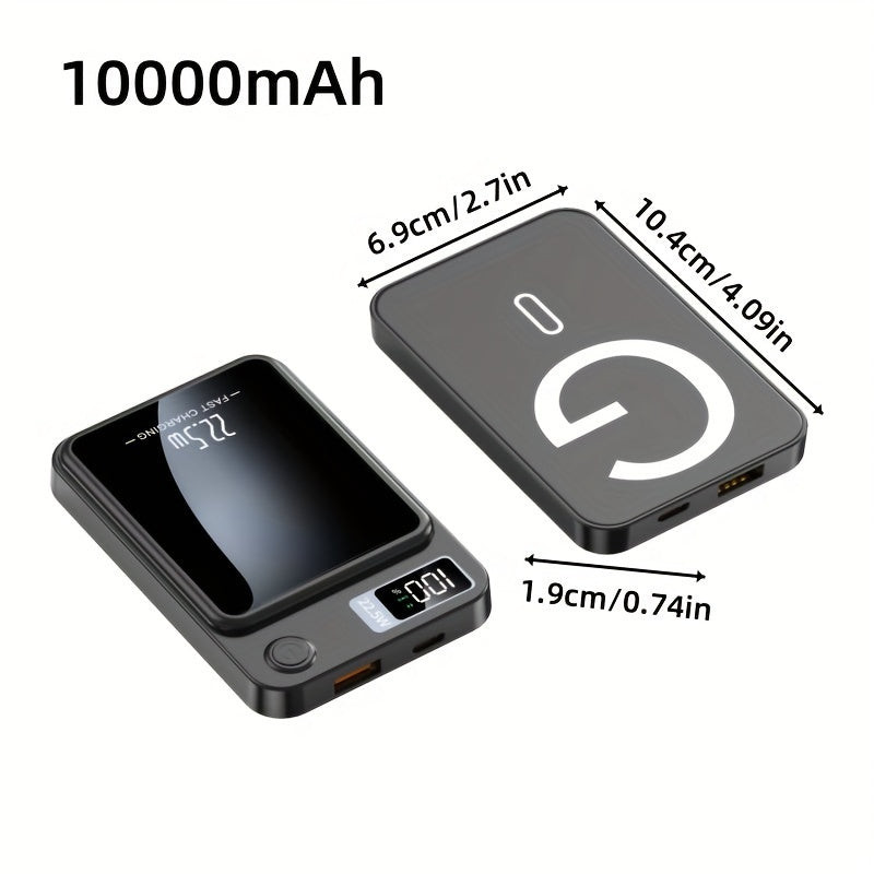 10000mAh Wireless Power Bank with Fast Charging 22.5W PD20W LED Display for iPhone and Android