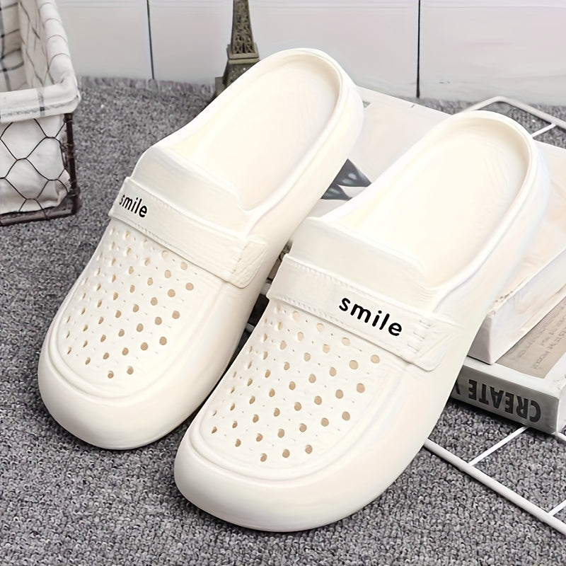 Women's Black EVA Flat Bottom Anti-slip Beach Slip-Ons