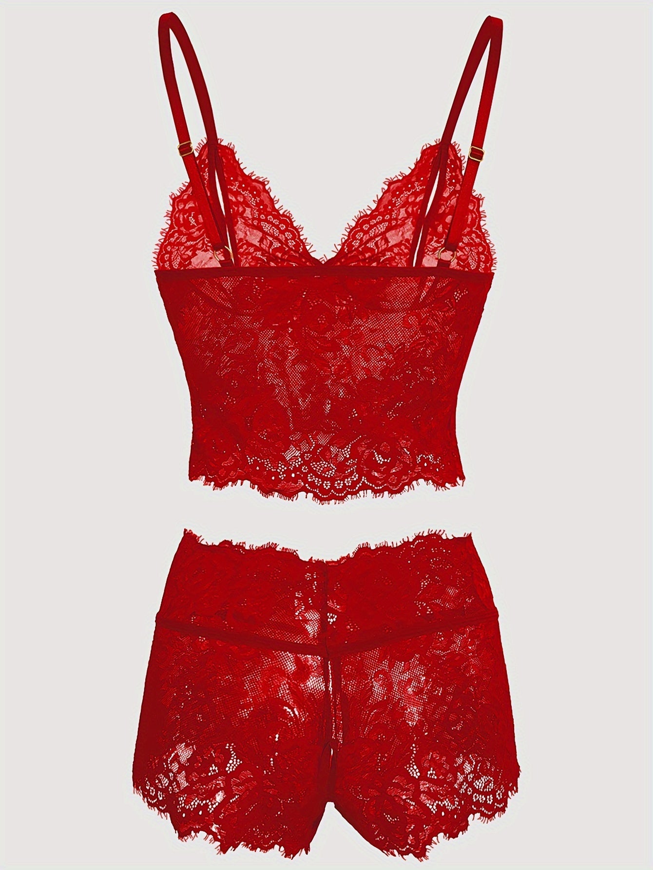 Lingerie Set with Lace Bow Tie Bra and Open-Crotch Shorts for Women