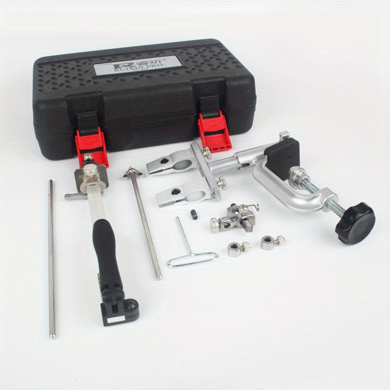 Luxury RX 009 Pro Knife Sharpener - Burchakli maydalagich bilan turli xil pichoq turlari uchun olmos tosh to'plami va mustahkam temir konstruktsiyasiga ega. Mukammal silliqlash uchun yuqori sifatli asbob, chiroyli dizaynda