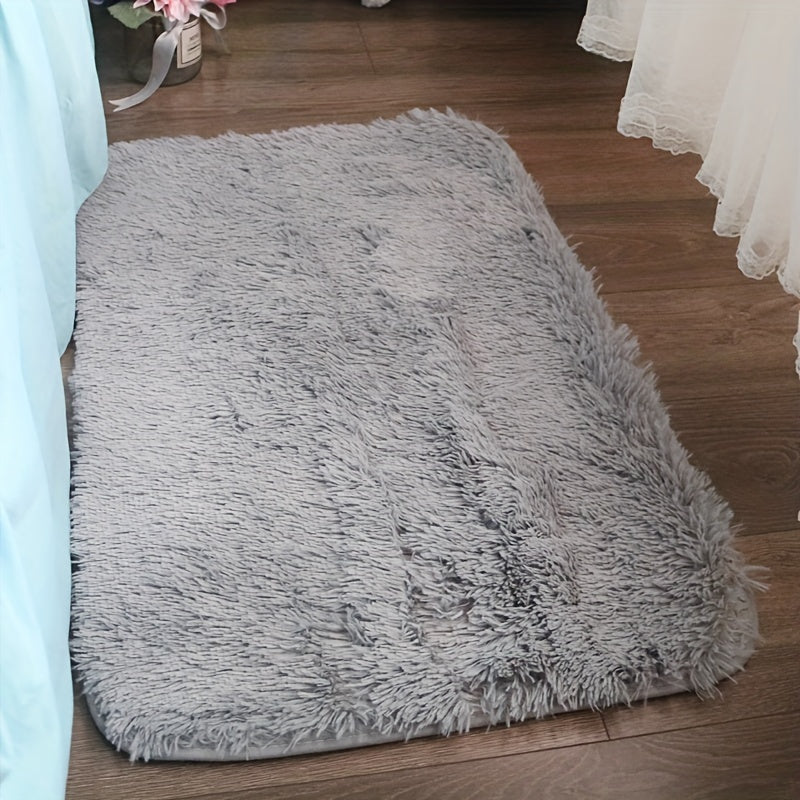 Light Gray Plush Floor Mat Non-Slip Bathroom Bedroom Living Room