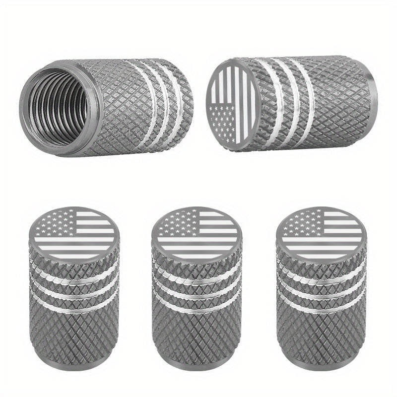 5pcs Patriotic American Flag Aluminum Alloy Tire Valve Caps Leak-Proof Corrosion-Resistant