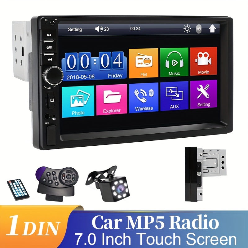 7-Inch Touchscreen Car Multimedia Player with FM Radio USB Aux Wireless MirrorLink Rear View Camera Steering Wheel Control