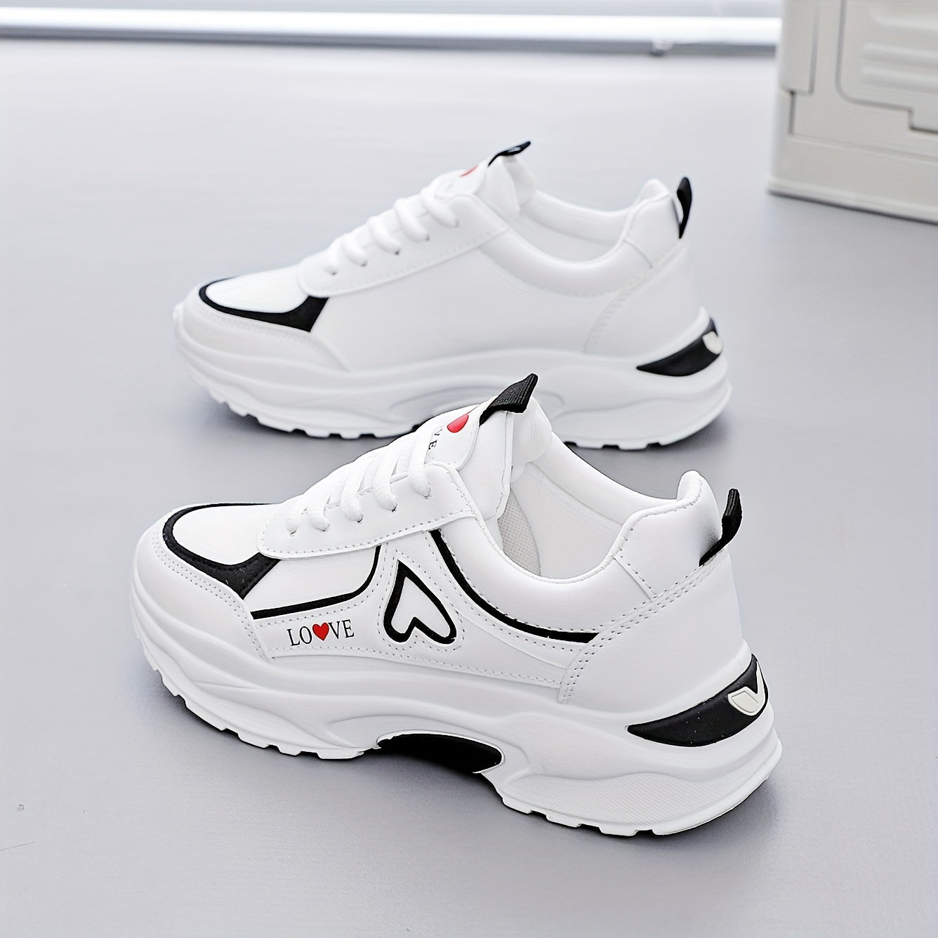 Women's White Black Casual Running Shoes Breathable Mesh Sneakers