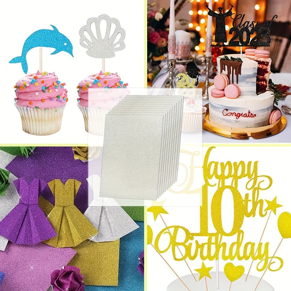 Set of 50 Fantasy Glitter Paper Cards Multicolor 15.01cm for Crafts and DIY