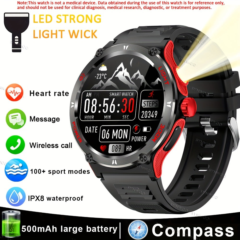 Unisex Outdoor Sports Smartwatch with 100+ Modes LED Light Call Answering Extended Battery