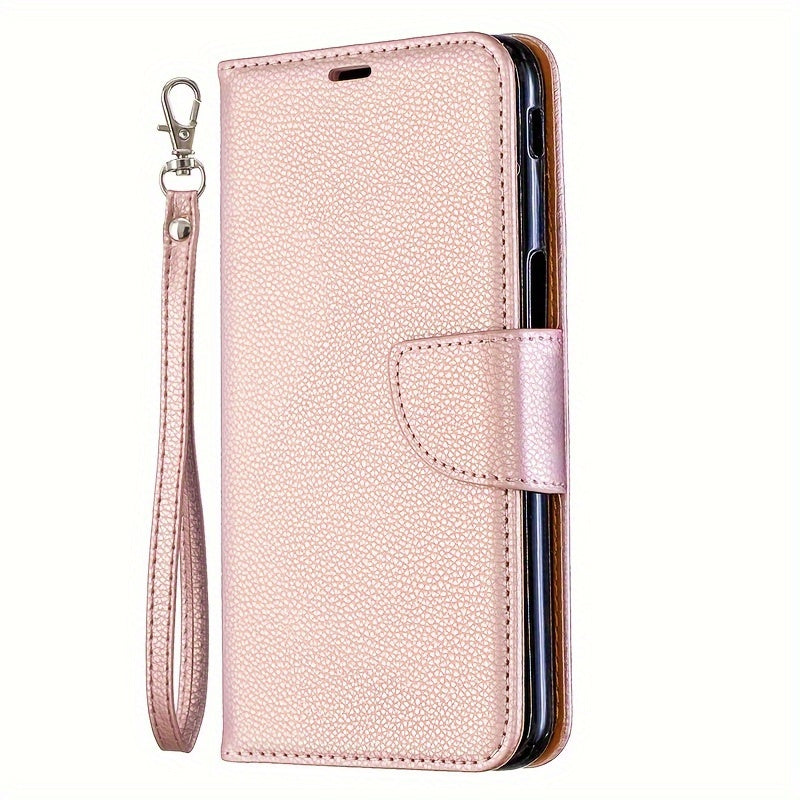 Lychee Pattern Faux Leather Flip Cover Phone Case with Card Slot for Various Models