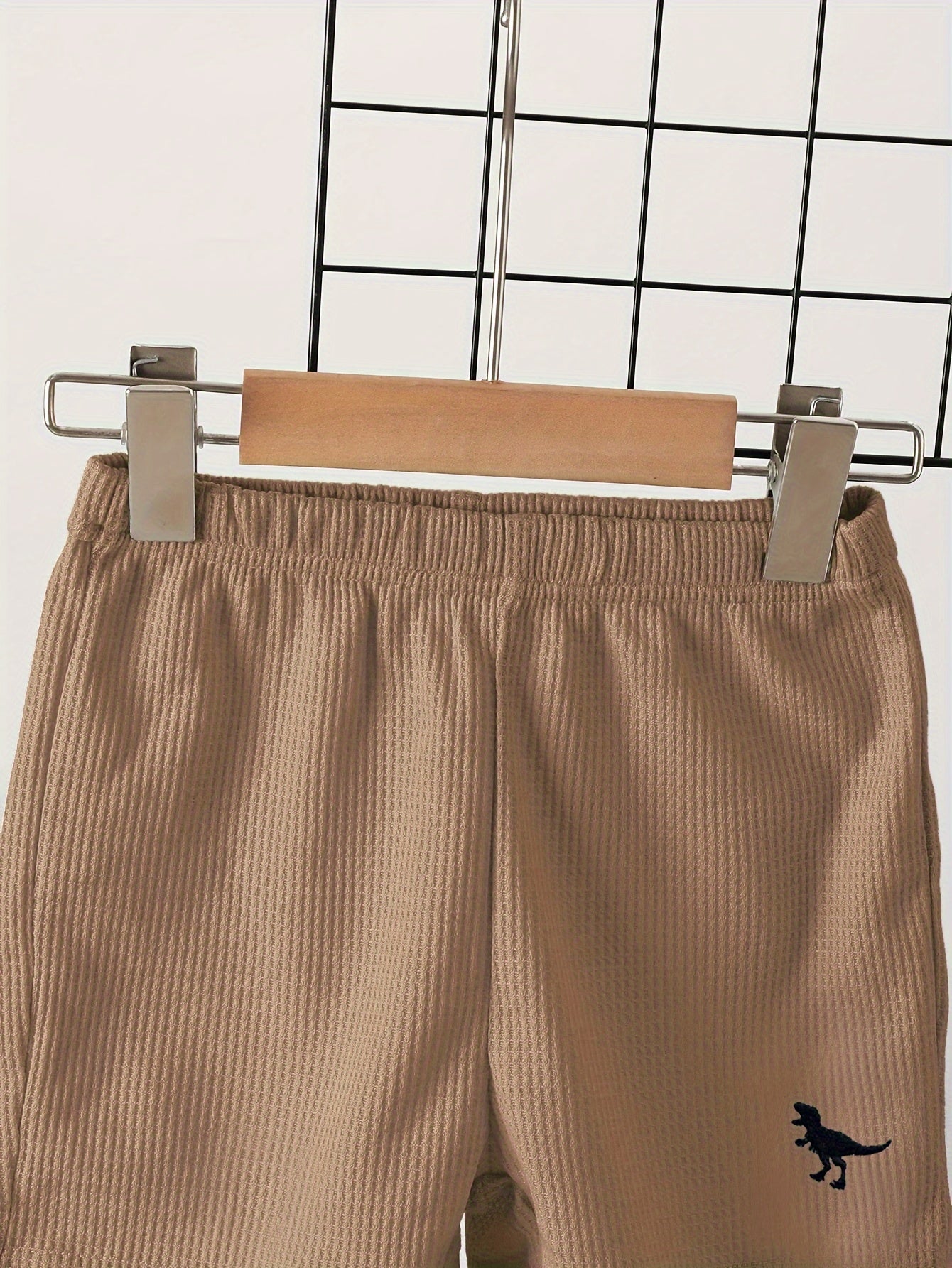 Waffle Pattern Matching Suit for Men and Children Short Sleeve T-Shirt and Shorts