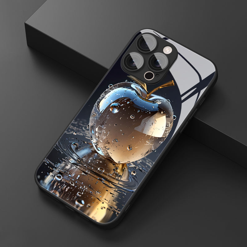 Water Drop Crystal iPhone Case with Lens Protection Full Coverage Tempered Glass Protective Cover for Various iPhone Models