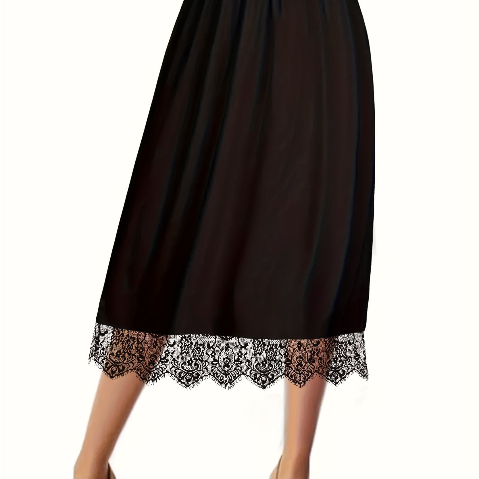 Plus Size Lace Stitching Skirt Elastic Waist Summer Women’s Clothing