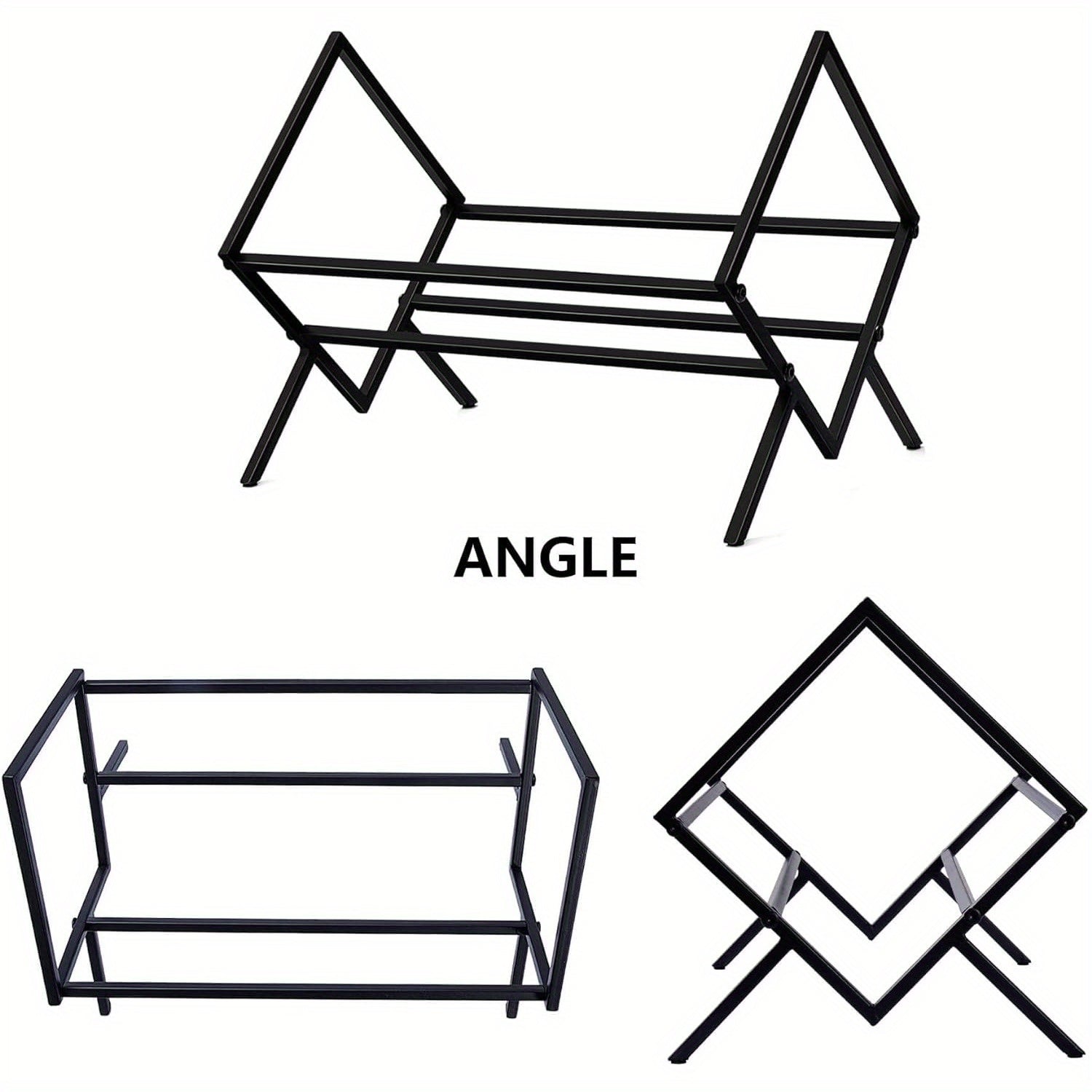 Black Metal Record Shelf for Albums Books Magazines 80-100 Capacity