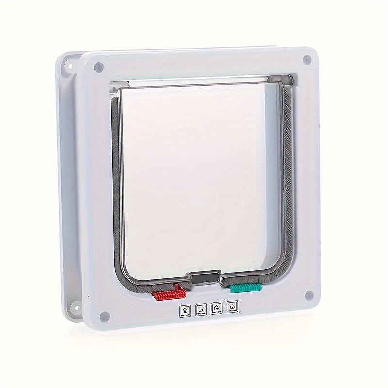 4-Way Lockable Clamshell Pet Door for Cats with Multiple Access Settings and Size Options