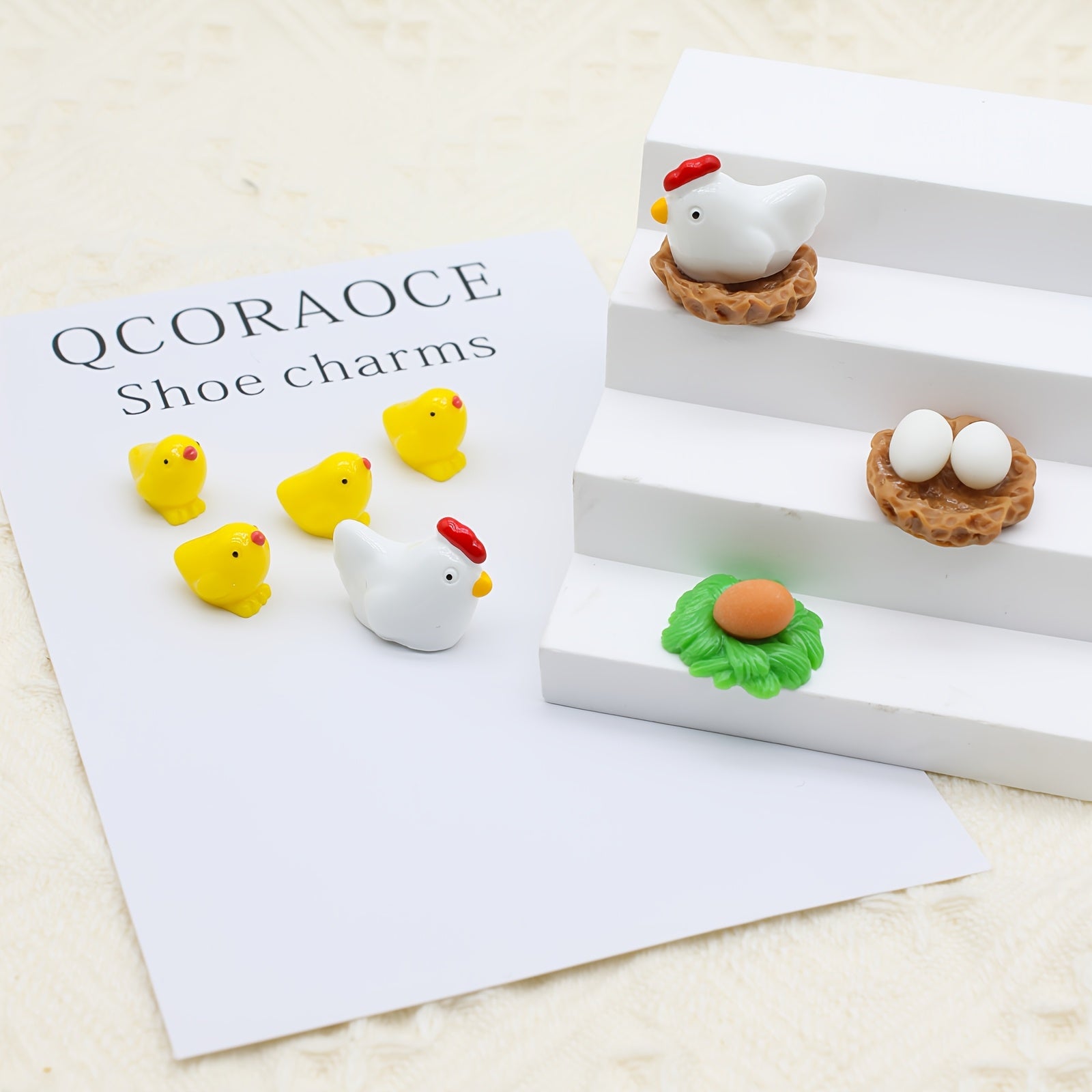 Unisex Resin Chicken Egg Shoe Charms Vibrant Yellow 3D Animal Decorations