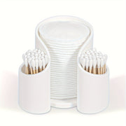 Keng qo'llaniladigan plastik dispenser, padlar va tish ipi uchun, stolda saqlash uchun. Elektr energiyasiz mustaqil ravishda ishlatilishi mumkin.