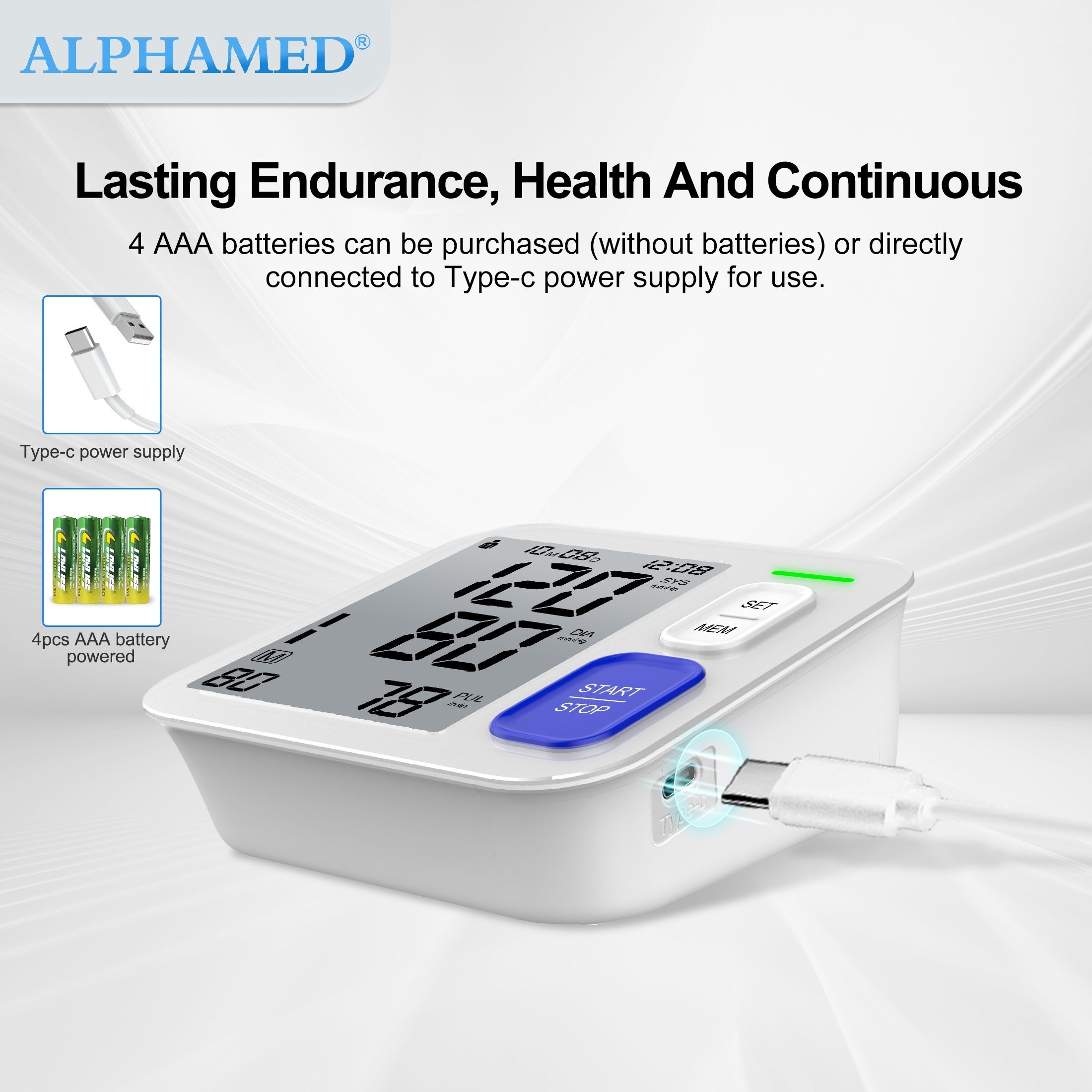 Automatic Upper Arm Blood Pressure Monitor with Large Cuff 180 Memory Battery Powered