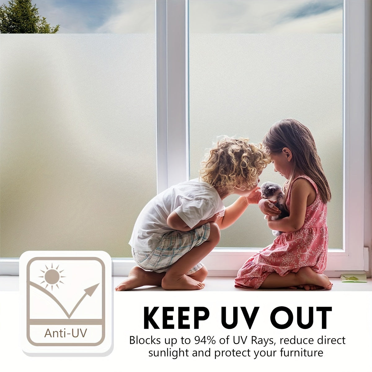 PVC Window Privacy Film Frosted Static Cling Sun and Heat Control for Home