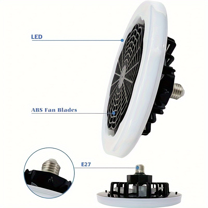 Remote-Controlled E27 Fan Light with Adjustable Smart LED, Quiet Airflow