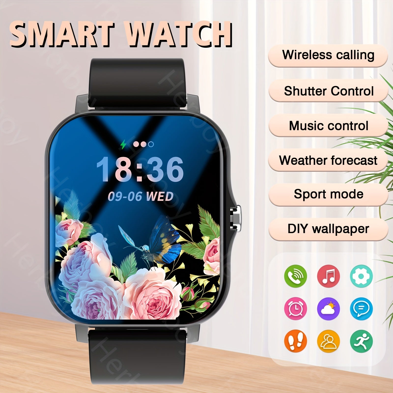 2025 Smart Watch with Wireless Calls SMS Notifications Fitness Tracker Pink Silicone Band Compatible with iPhone Android