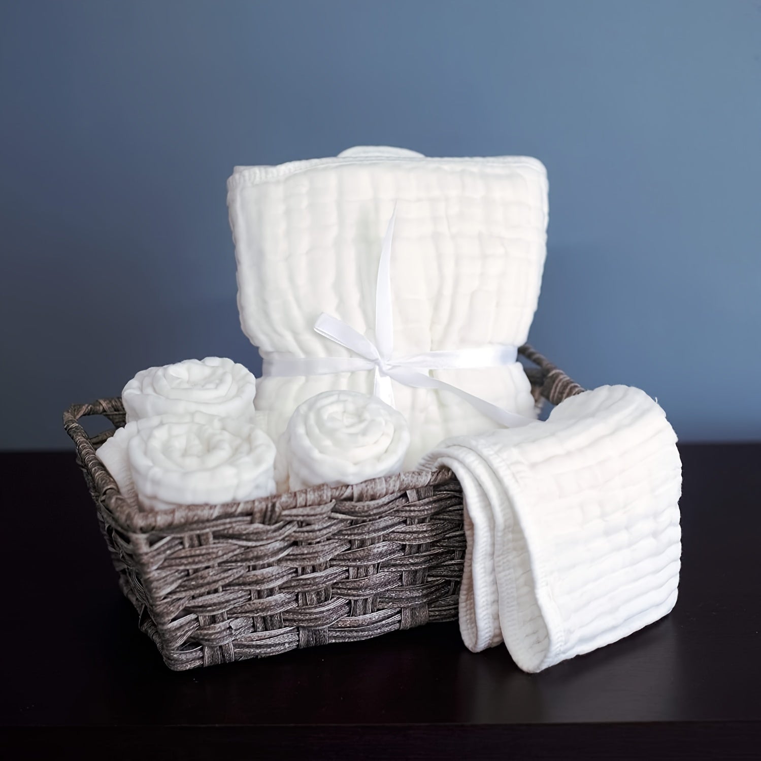 Set of 3 and 5 Muslin Burp Cloths and Bibs Soft Absorbent Washcloths and Bath Towels