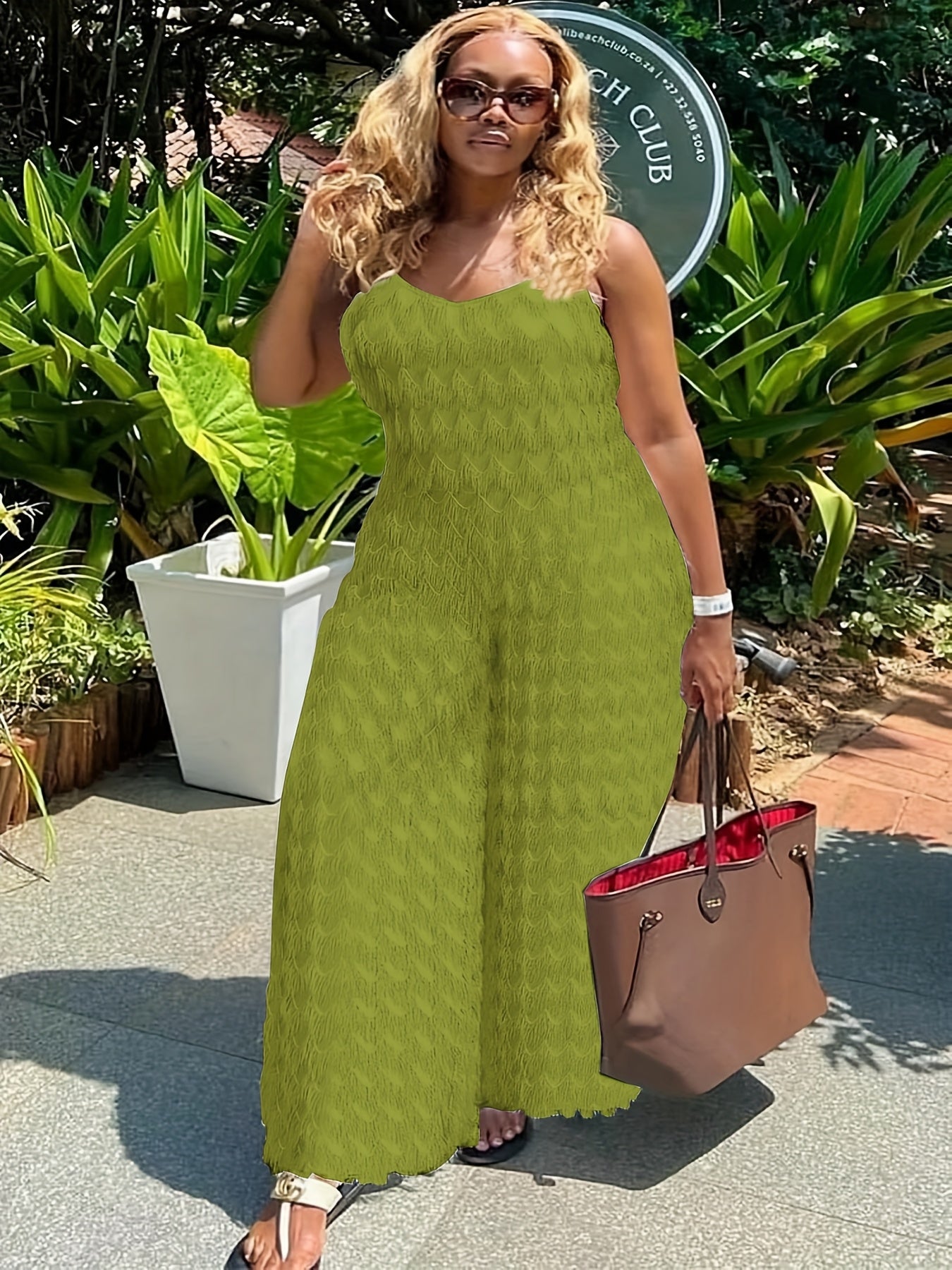 Plus Size Women's Jumpsuit Oversized Wide Strap Bodysuit