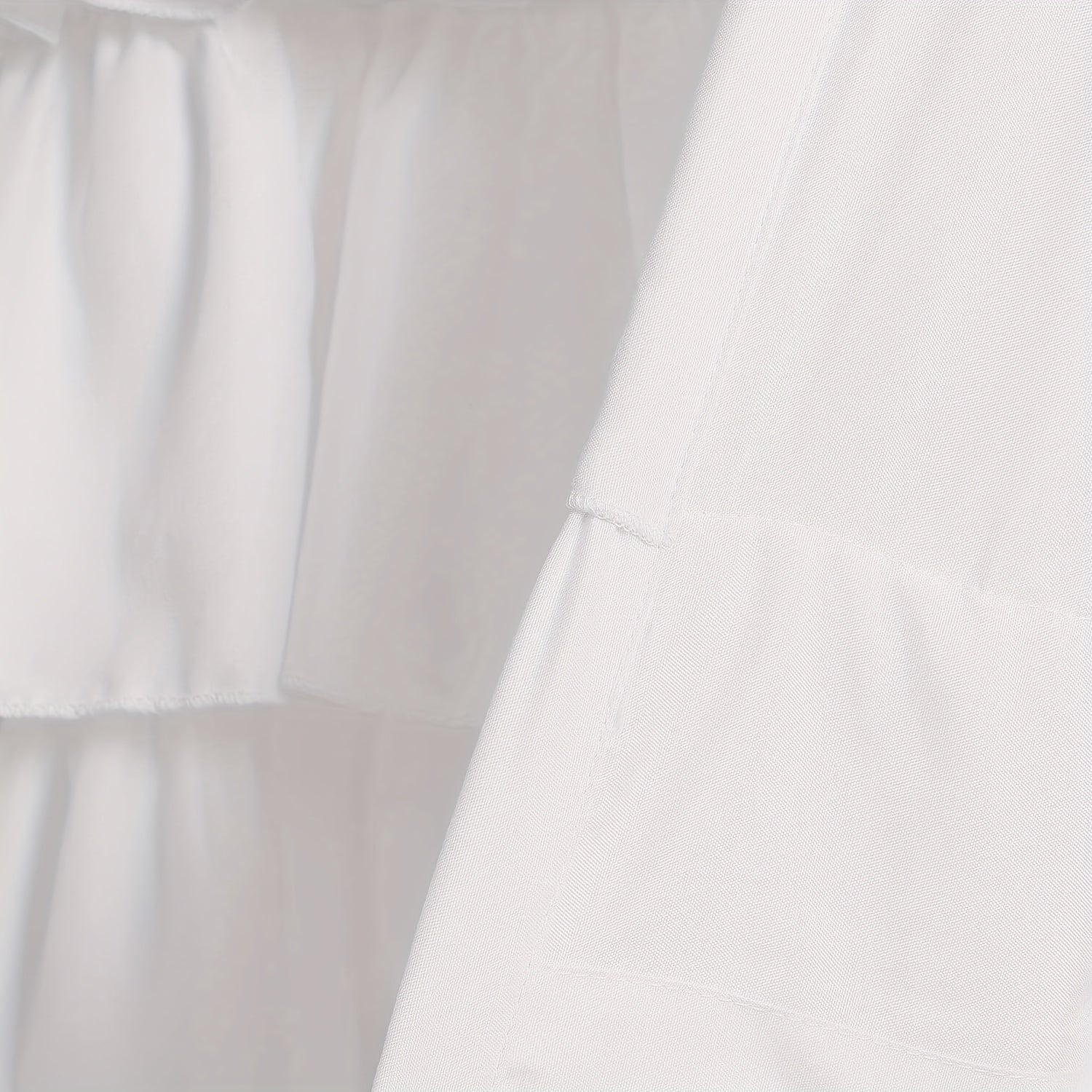 White Farmhouse Valance Curtain Tier with Ruffle Details for Kitchen Windows