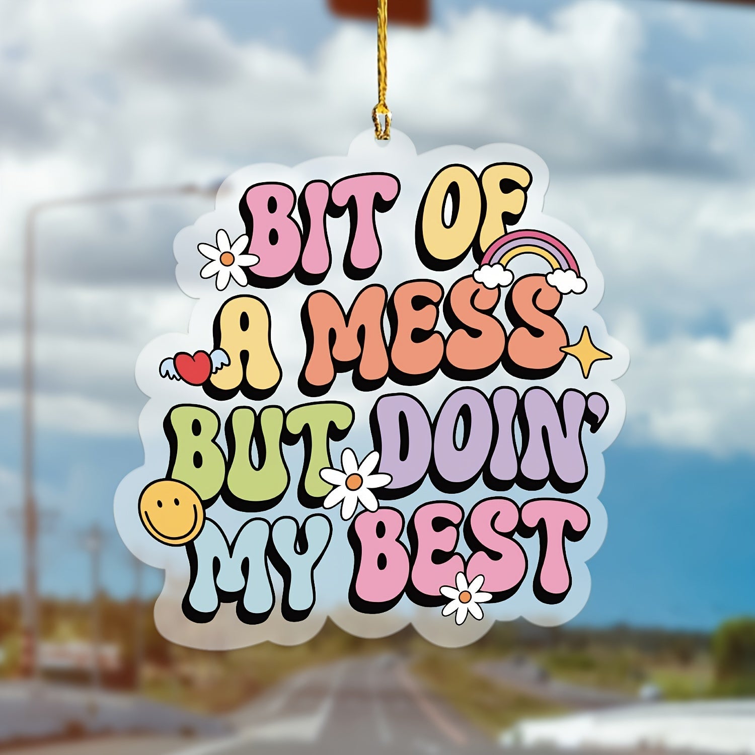 Akril osilgan bezak 2D Avtomobil oynasi uchun pendants kalit zanjir Sevgi kuni