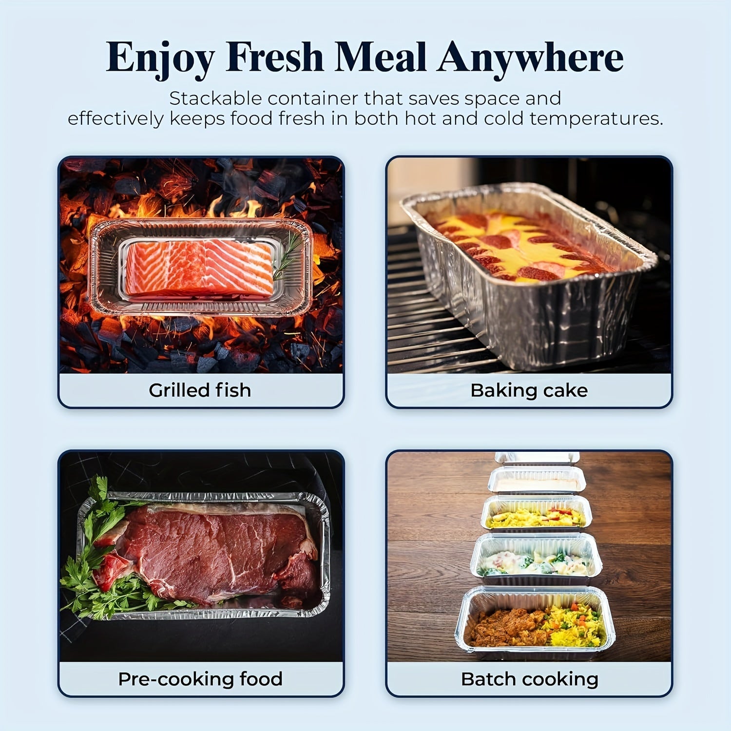 Set of 20 Reusable Aluminum Foil Pans with Lids Food Storage Baking Meal Prep