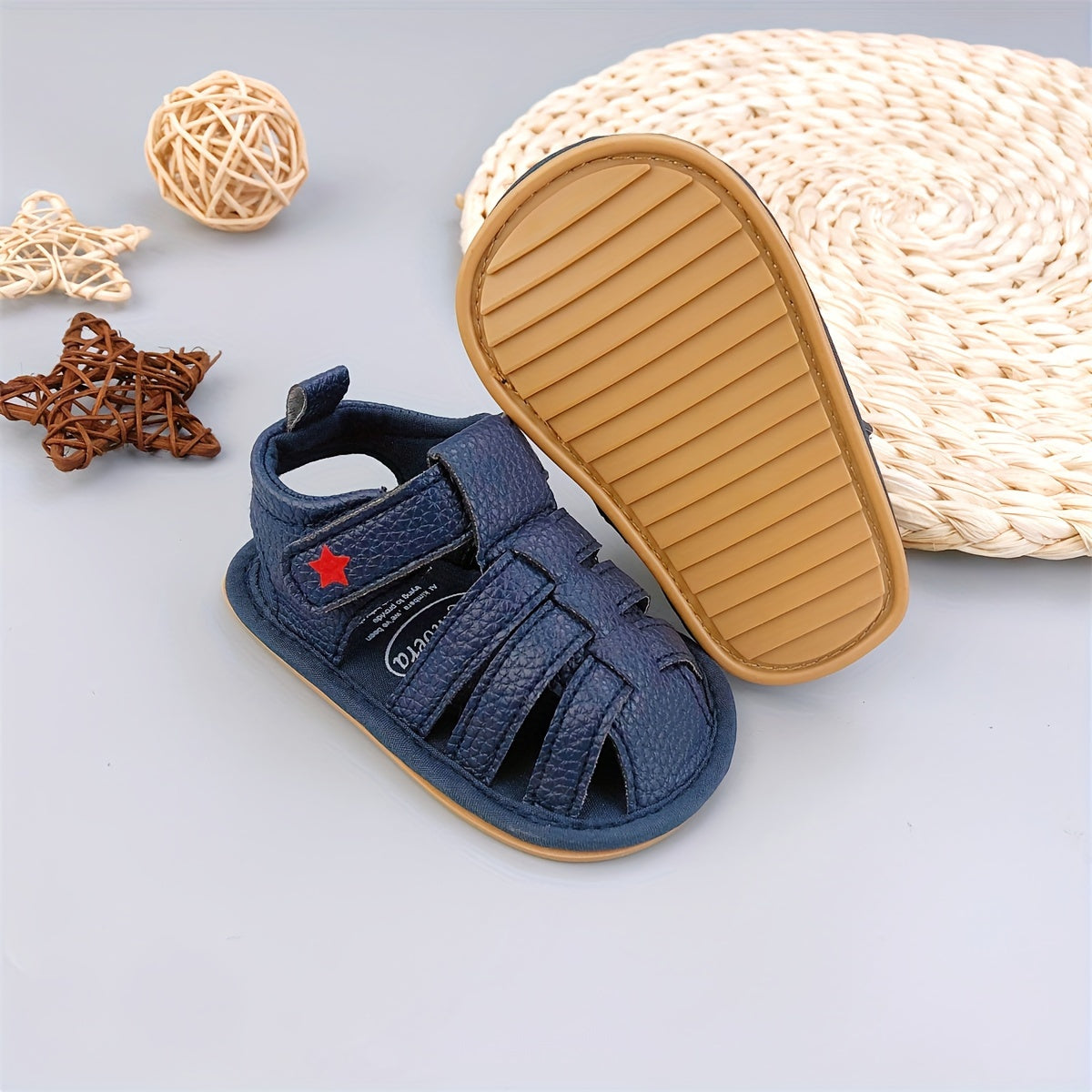 0-12 oy uchun yangi tug'ilgan chaqaloqlar uchun yulduz shaklidagi qopqoq bilan bog'lanadigan sandallar, nafas oladigan yumshoq taglik, ko'p maqsadli va sirpanmas.