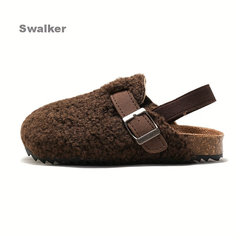 Girls Mule Shoes for Autumn and Winter Lightweight Fabric Geometric Spike Low Top