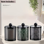 10 Oz Black Plastic Bathroom Storage Jar for Cotton Balls Swabs and Hair Ties