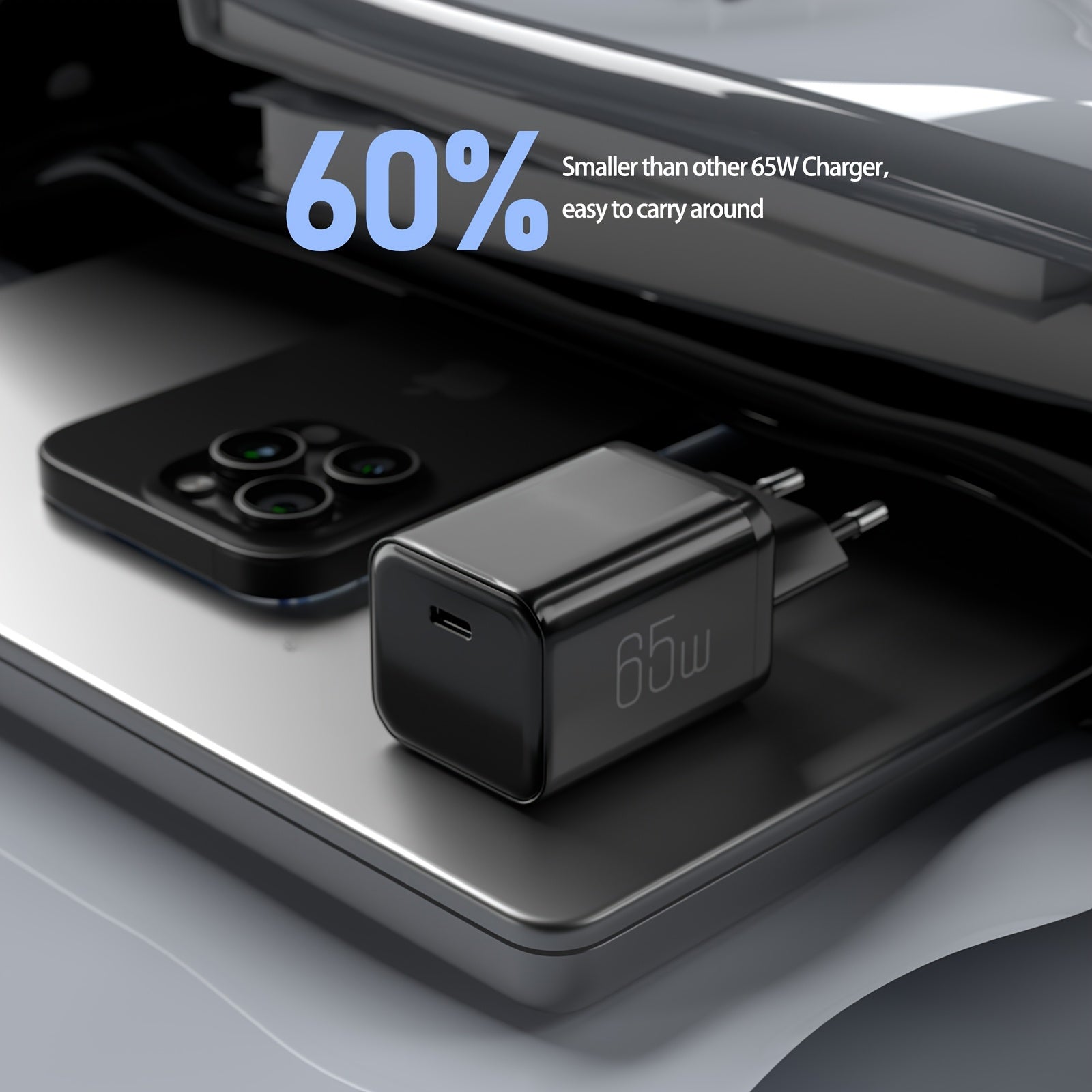 2 шт. 65 Вт GaN Быстрая зарядка для стеновых зарядных устройств Type C для ноутбуков, iPhone, iPad, Pixel, Steam Deck
