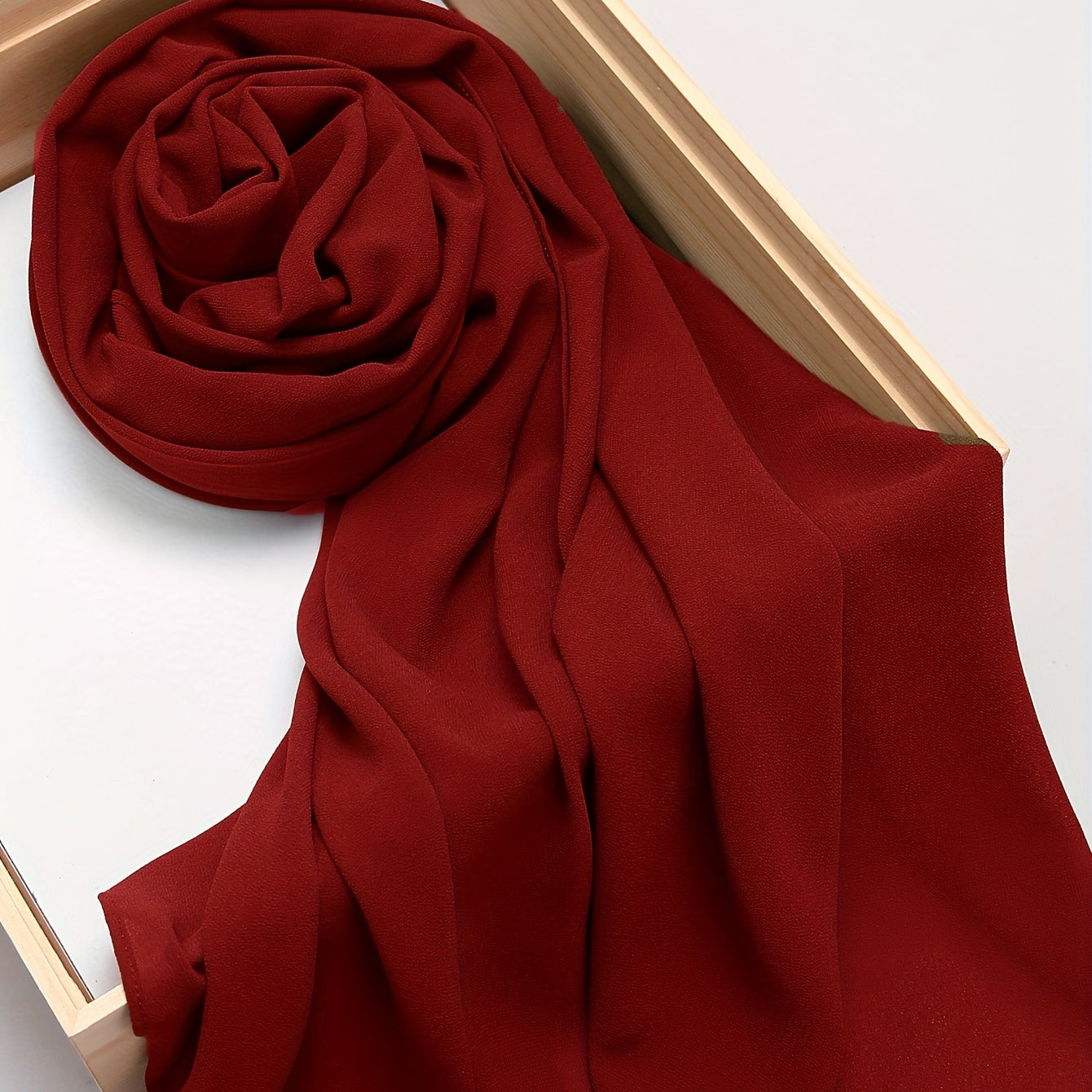 Woven Polyester Chiffon Hijab Scarf Solid Color Lightweight Muslim Head Cover for Casual Ramadan