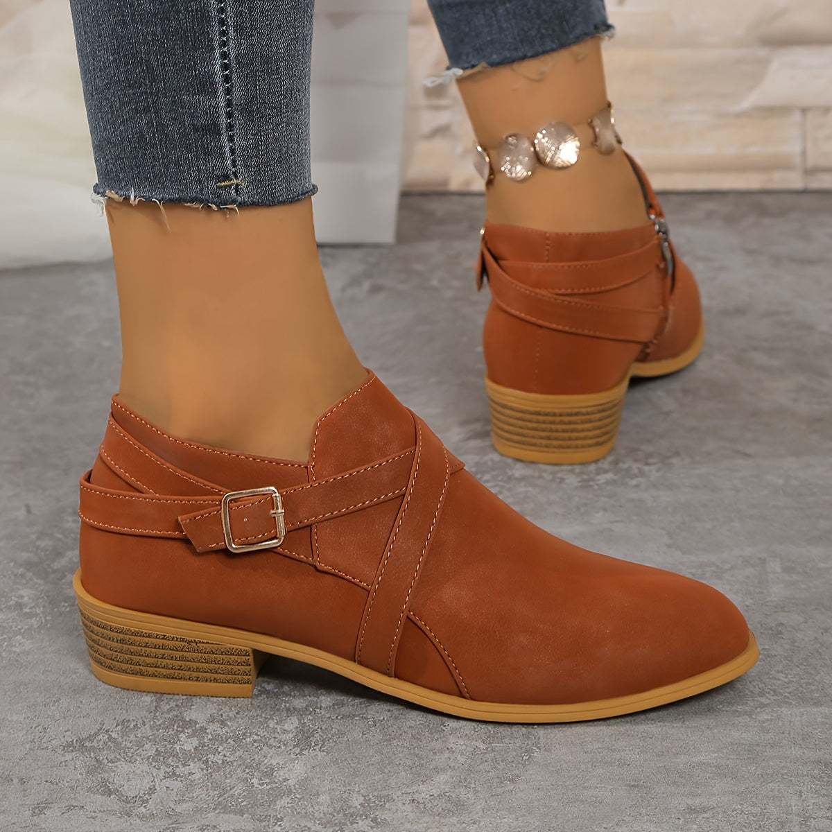 Women's Plus Size Lace-Up Ankle Boots Autumn Winter High-End Leather