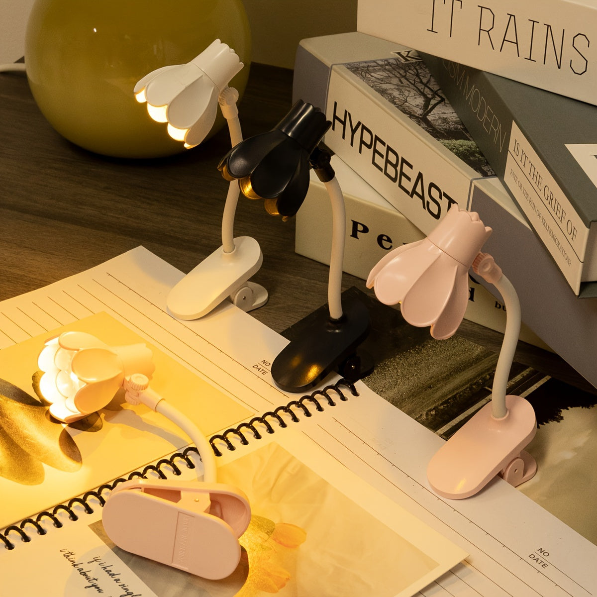 Petal-Shaped LED Desk Lamp Mini Decorative Reading Light for Home Office