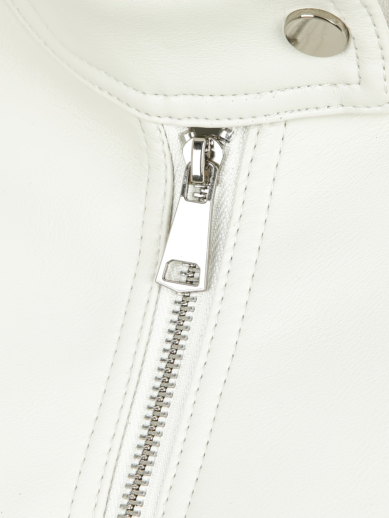 Women's Faux Leather Biker Jacket with Stand Collar and Zipper for Spring Fall Casual Wear