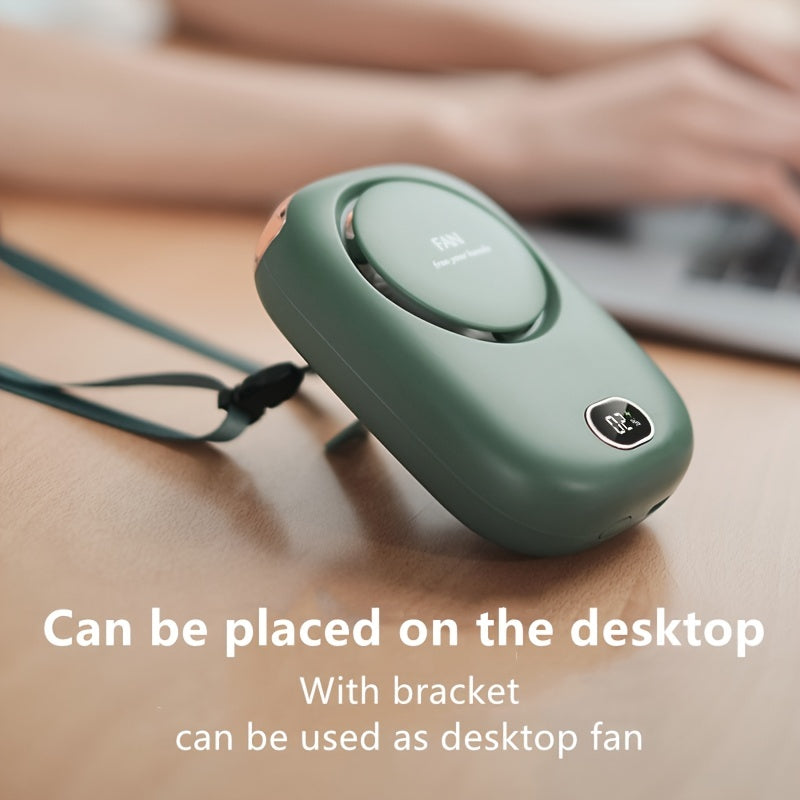 Portable USB Fan with Three-Speed Large Wind Adjustment, Waist-Hanging and Desktop Stand